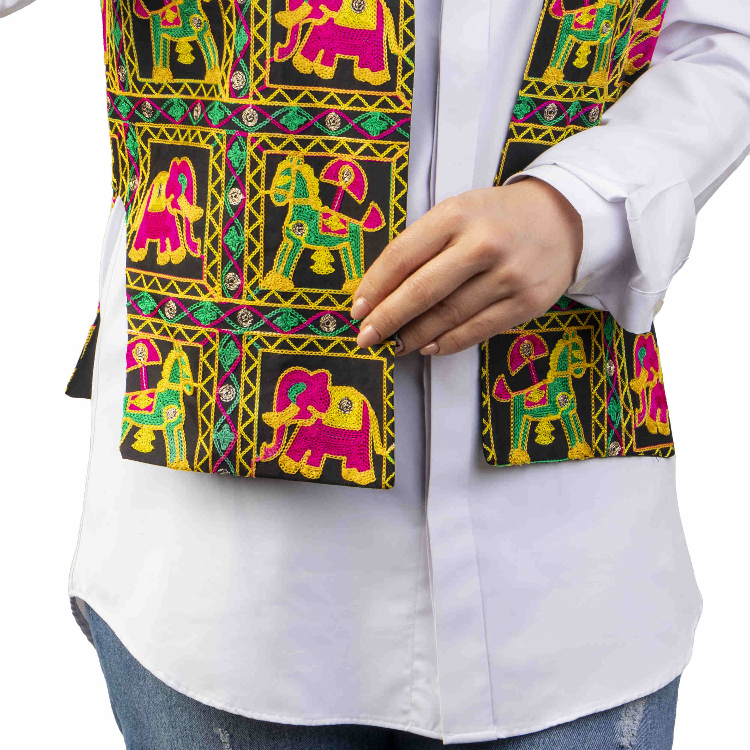 Geborduurd Vest met Olifant Ontwerp voor Vrouwen