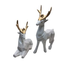 Geometrisch Hert Beeldjes (2 stuks) – Wit