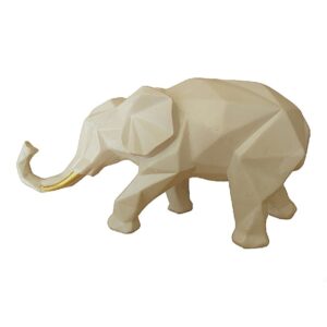 Geometrisch Olifant Kubisme Beeldje – Abstracte Hars Ornament