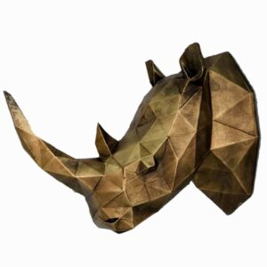 Geometrische Neushoornhoofd Kubisme Beeld – Decoratief Wandsculptuur