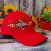 Handgeborduurde Baseballpet met Rozenmotief
