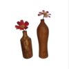 Set van 2 rustieke deco-enkelstengelvazen, handgemaakt van massief natuurlijk hout voor een warme, organische sfeer