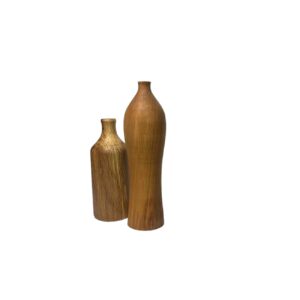 Set van 2 Rustieke Enkelstengel Vazen – Massief Hout