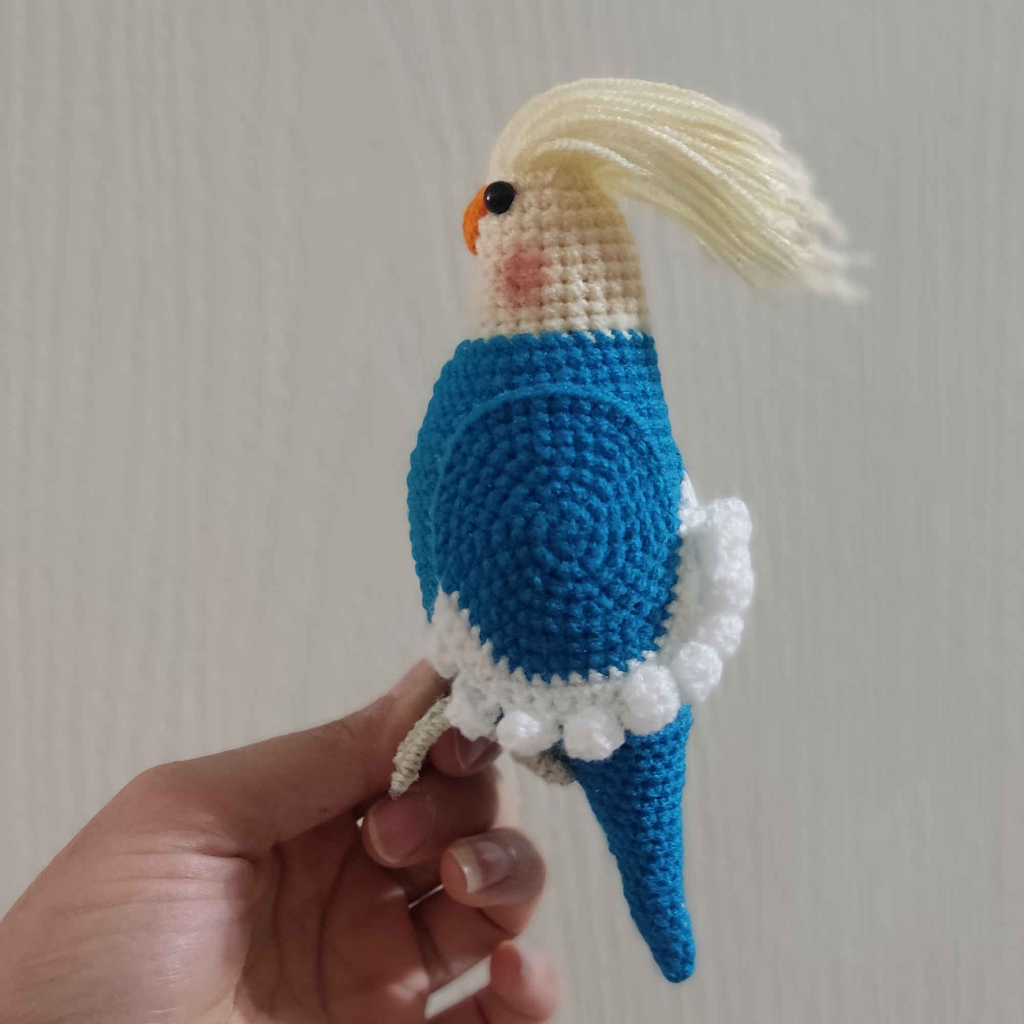 Amigurumi Gehaakte Whiteface Lutino Valkparkiet Knuffeldier