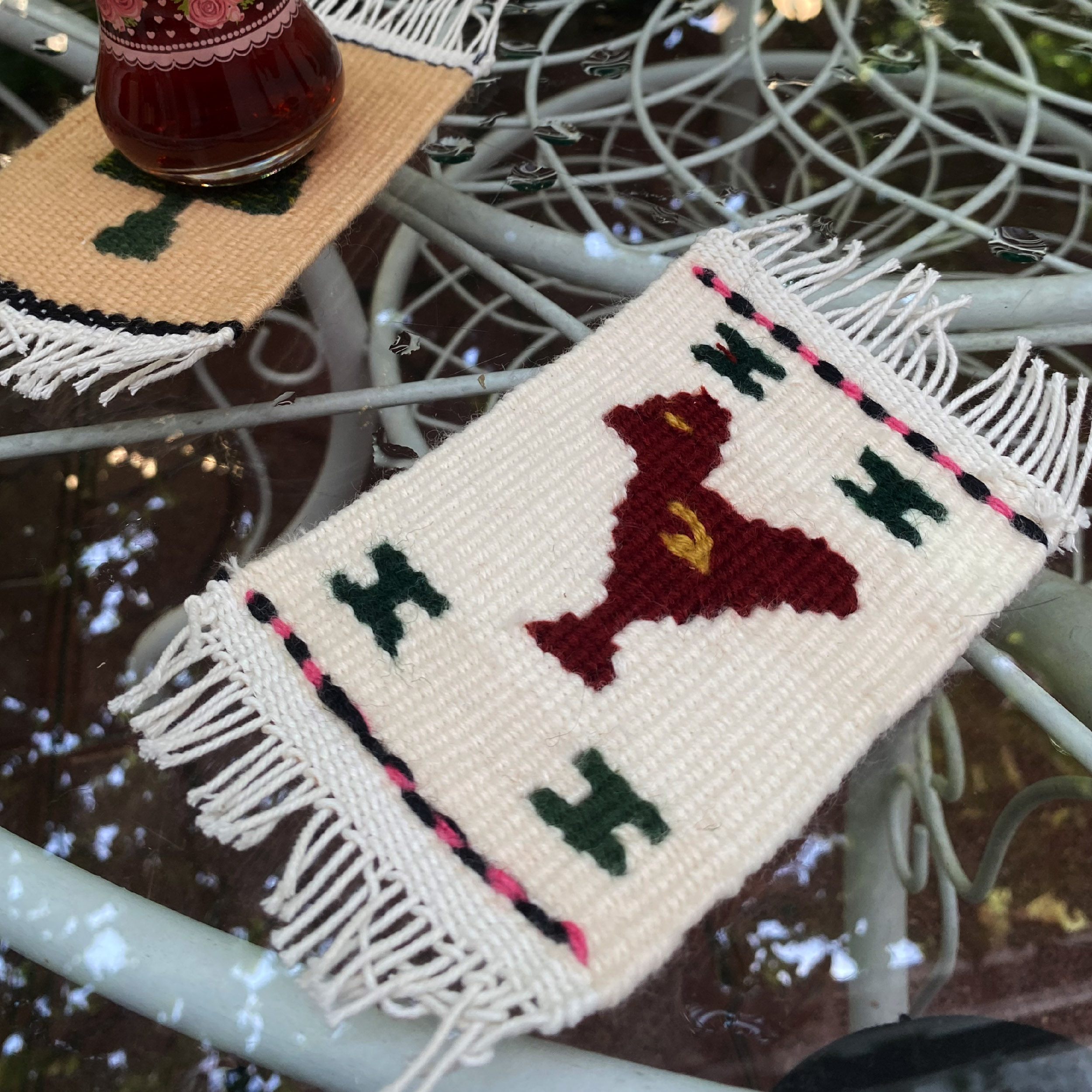 Handgeweven Iraanse Kilim Onderzetters 3-pack – Vogeldesign Rechthoekig