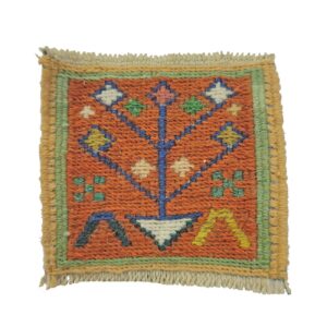 Handgeweven Perzische Wol Kilim Onderzetter met Geometrisch Ontwerp