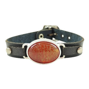 Islamitische Armband met Leer & Agaat Steen Verstelbaar Surah Al-Kafirun