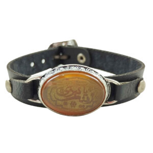 Islamitische Armband met Leer & Agaatsteen Verstelbaar Ya Zainab E Kubra