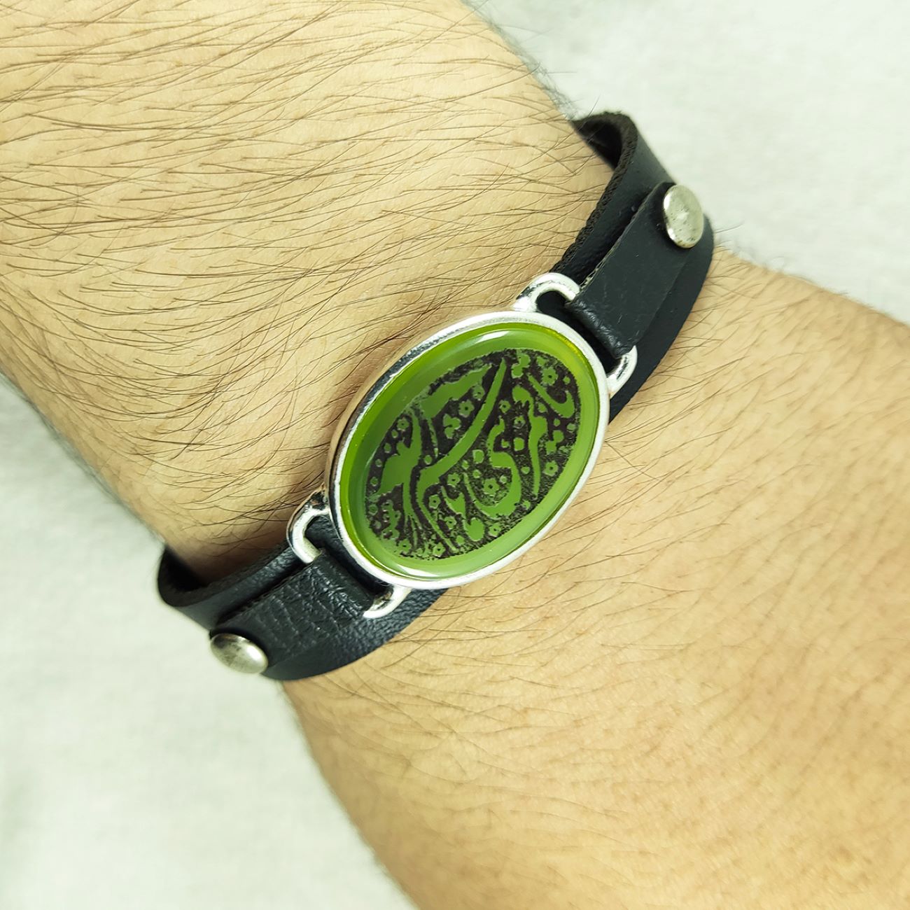 Islamitische Armband met Leer & Agaatsteen voor Mannen