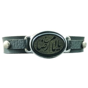 Islamitische Armband met Leer & Agaatsteen voor Mannen in Imam Reza Calligrafie
