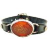 Islamitische Armband met Leer & Agaatsteen met Ya Aba Saleh Kalligrafie