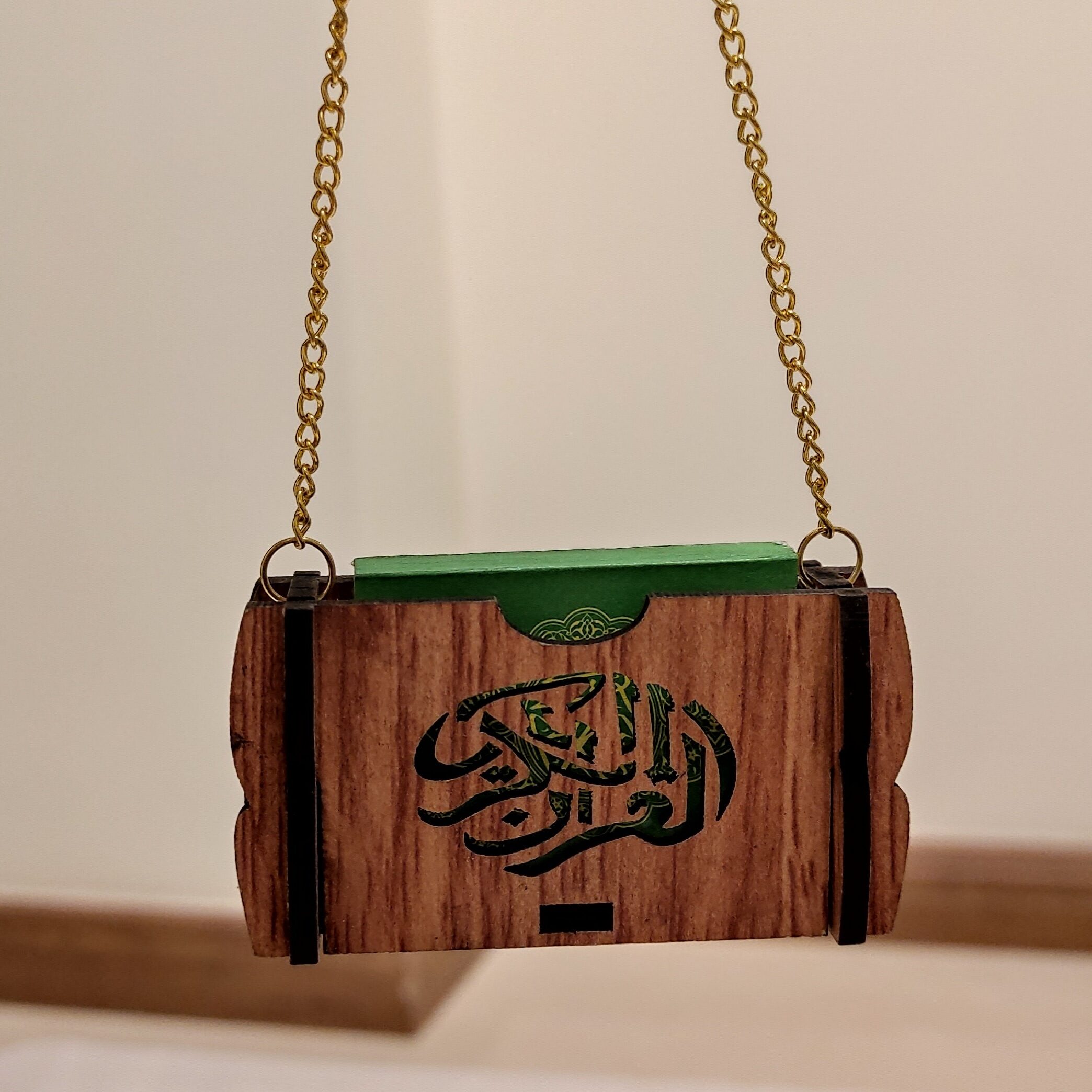 Islamitische Auto Achteruitkijkspiegel Hanger met Zakje 4 Qul Soera