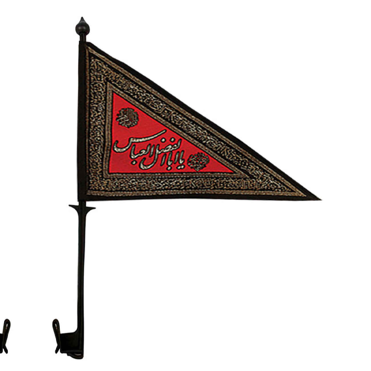 Islamitische Muharram Driehoekige Vlag met Stok Ya Aba Abdillah Al Hussain Geschikt voor Auto (x2) Wandtapijt