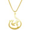 Islamitische Stalen Ketting voor Vrouwen met Ya Hussain Goud