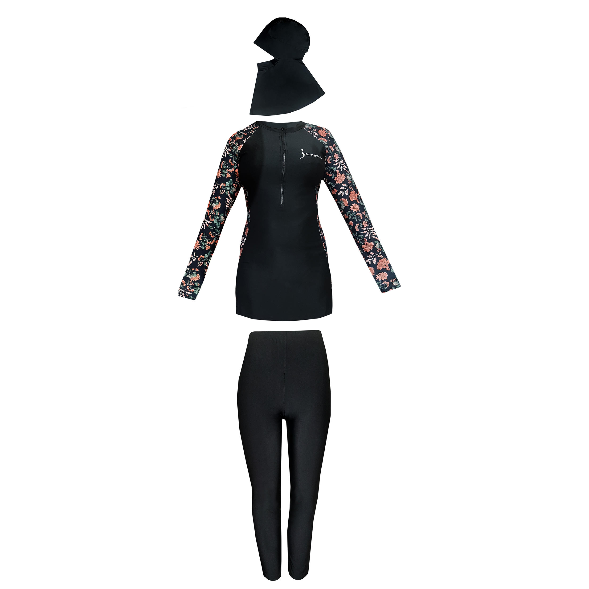 Islamitische Dames Modest Badkleding Set van 3 met Bloemenmouw