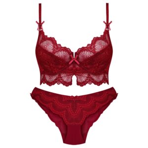 Rode Guipure Lingerieset – Bloemenmotief