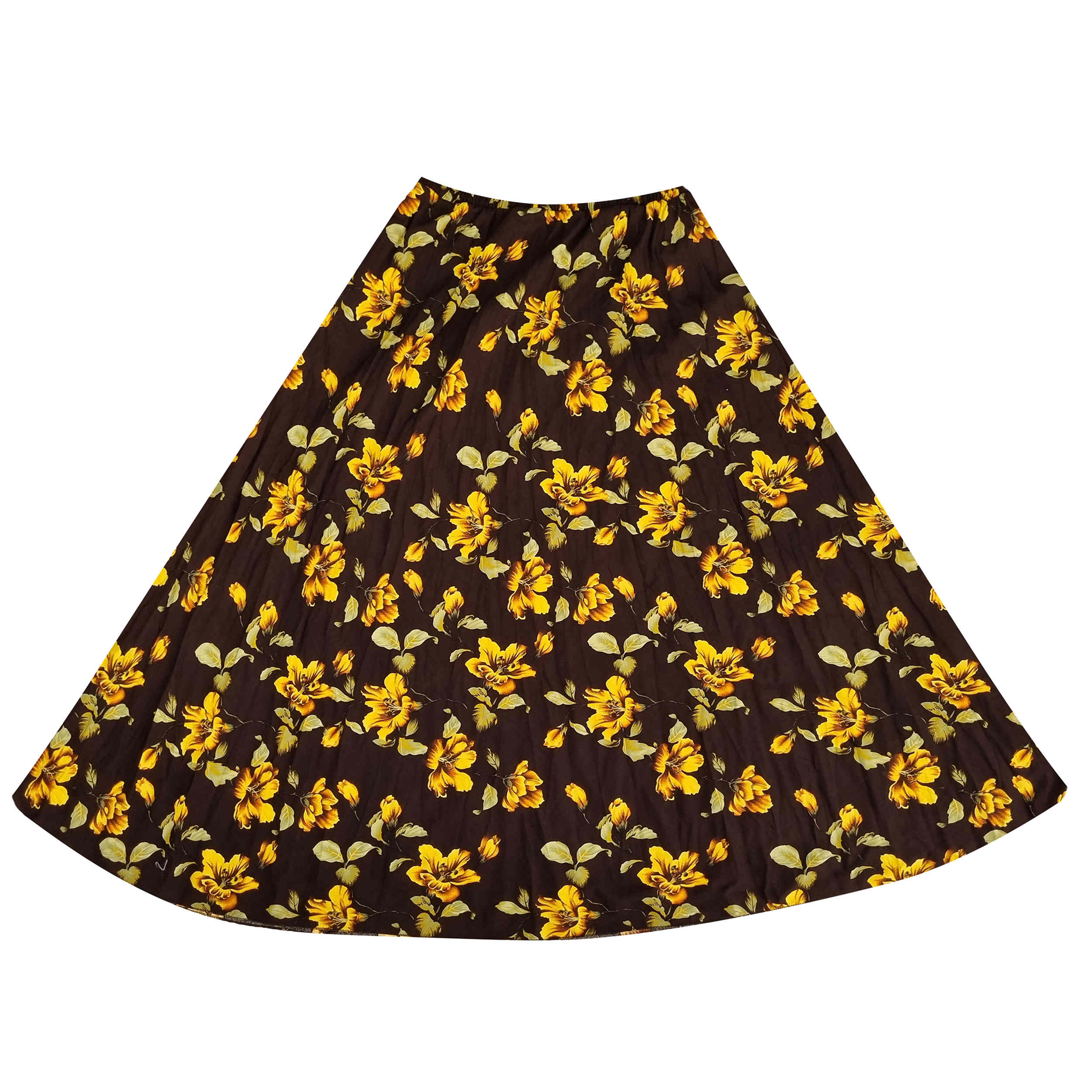 Lange Zwarte Katoenen Rok met Bloemen