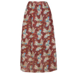 Lange Bruine Rok met Bloemen Ontwerp