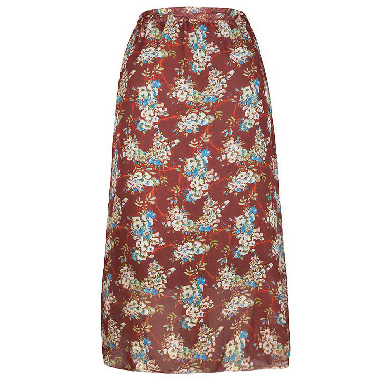 Lange Bruine Rok met Bloemen Ontwerp