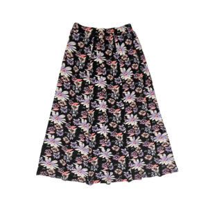Lange Rok Model Blossom – Zwart met Bloemen