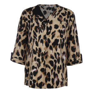 Dames Blouse met Lange Mouw in Luipaard Ontwerp