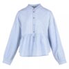 Lichtblauwe Peplum Blouse met Lange Mouwen