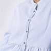 Lichtblauwe Peplum Blouse met Lange Mouwen