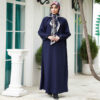 Donkerblauwe Abaya – Loszittend Design