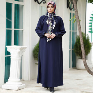 Donkerblauwe Abaya – Loszittend Design
