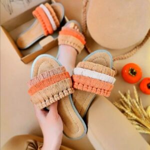 Oranje Macramé Boho Chic Slippers – Model Herfst