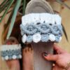 Lichtblauwe Macramé Boho Chic Slippers – Model Rose