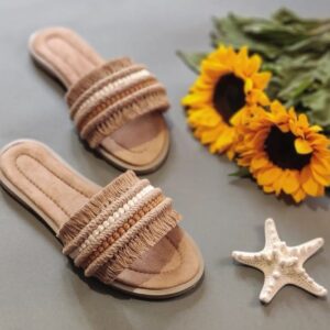 Bruine Macramé Boho Chic Slippers – Model Zeester