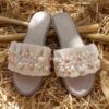 Cream Macramé Boho Chic Slippers – Model Parel