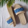 Blauwe Macramé Boho Chic Sleehak Slippers