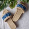 Blauwe Macramé Boho Chic Sleehak Slippers