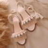 Macramé Sling Back Sandalen Handgemaakt Model Turkoois