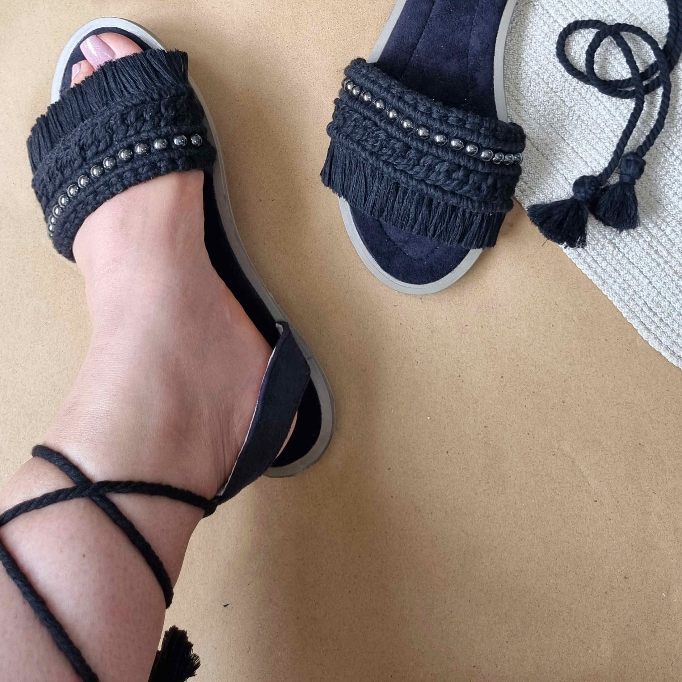 Macramé Sling Back Sandalen Handgemaakt voor Vrouwen