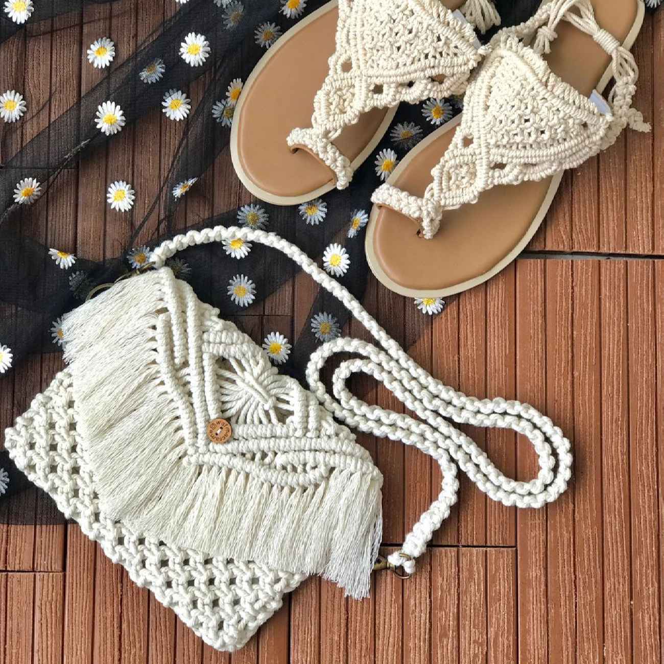 Macramé Schoudertas Handgeweven voor Vrouwen Model Refah