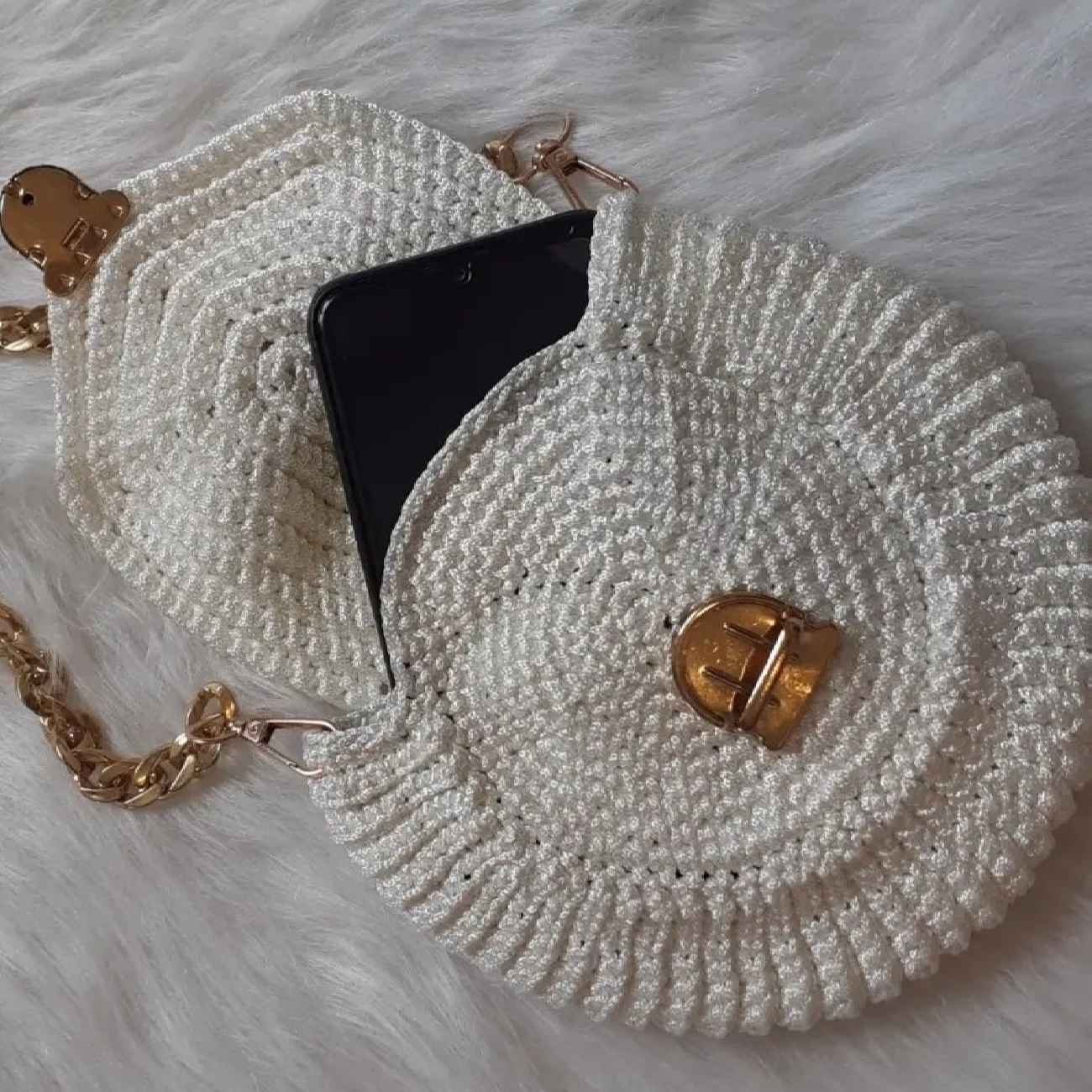 Macramé Schoudertas voor Vrouwen Handgeweven Model Cirkelvormig