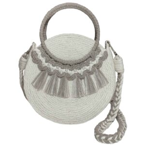 Macramé Sling Bag voor Dames Handgeweven met Kwast Ontwerp