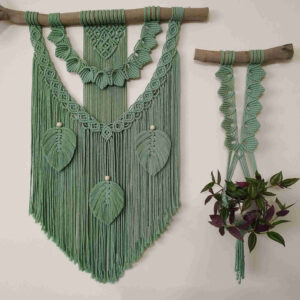 Macramé Wandtapijt & Plantenhouder Set Boheemse Wandkunst