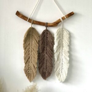 Macramé Wandtapijt Boheemse Kunst met Bamboe Hout