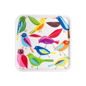 Melamine Dienblad Wit – Vierkant Vogelontwerp