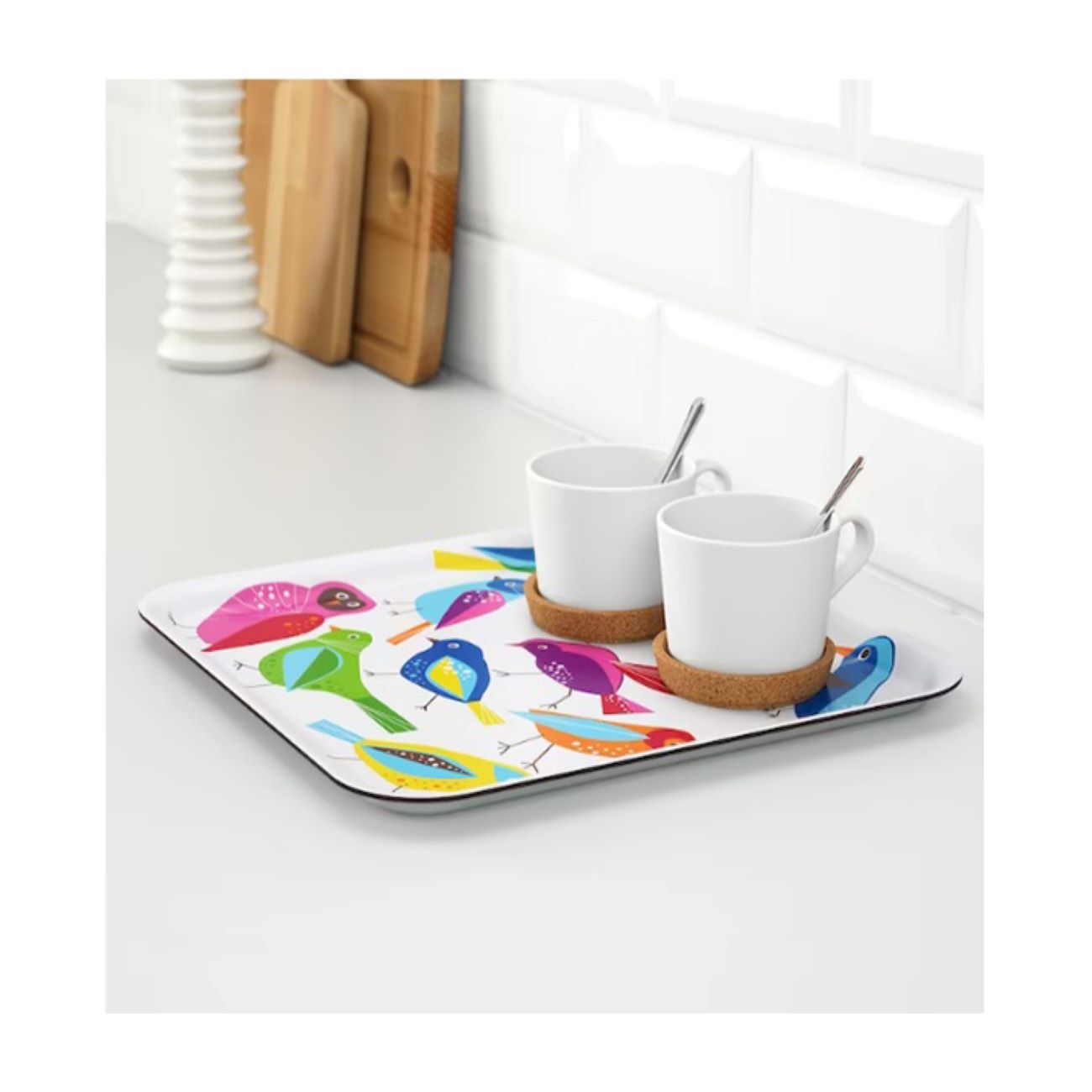 Lichtgewicht melamine dienblad – Vierkant dienblad met vogelontwerp
