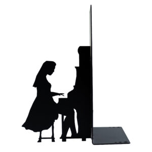 Pianiste Vrouw Ontwerp Metalen Kunst Boekensteun – Ideaal voor Muziekstudio’s