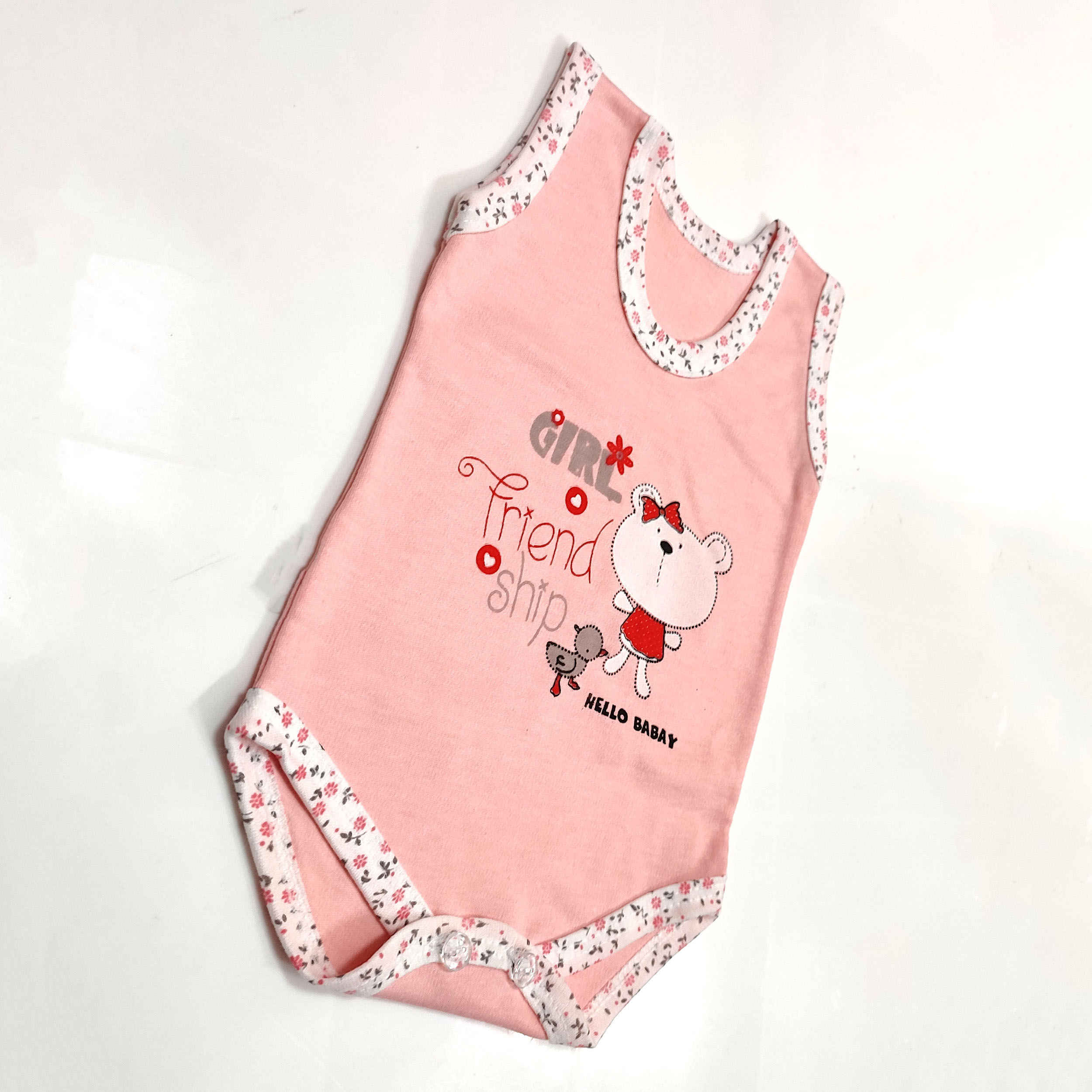 Pasgeboren Baby Meisje Rompertje Model Roze Beer