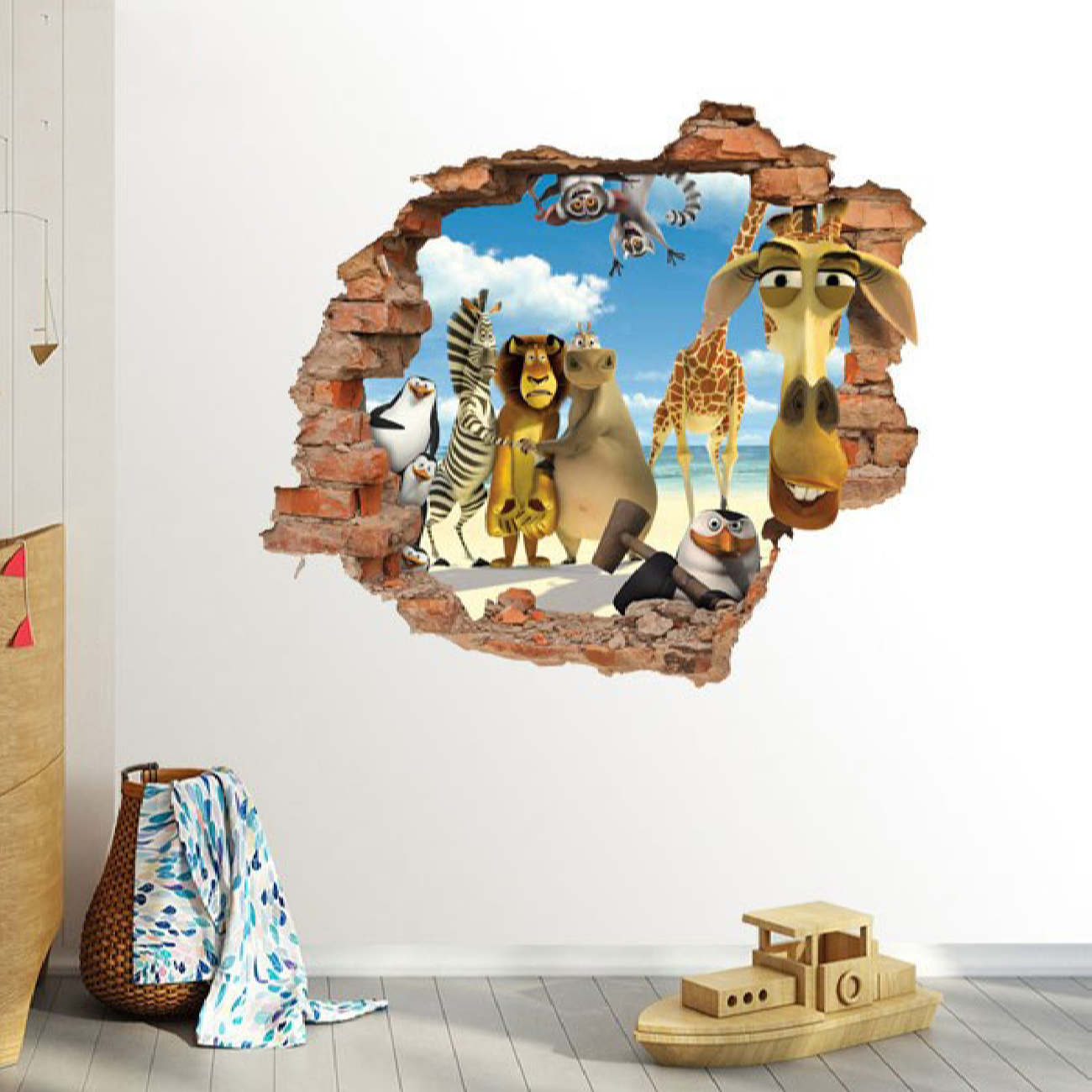 3D muursticker Madagascar voor de babykamer