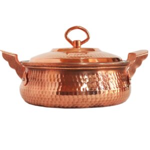 Perzische Koperen Sautépan – Handgehamerd met Deksel (Ashtad Model)