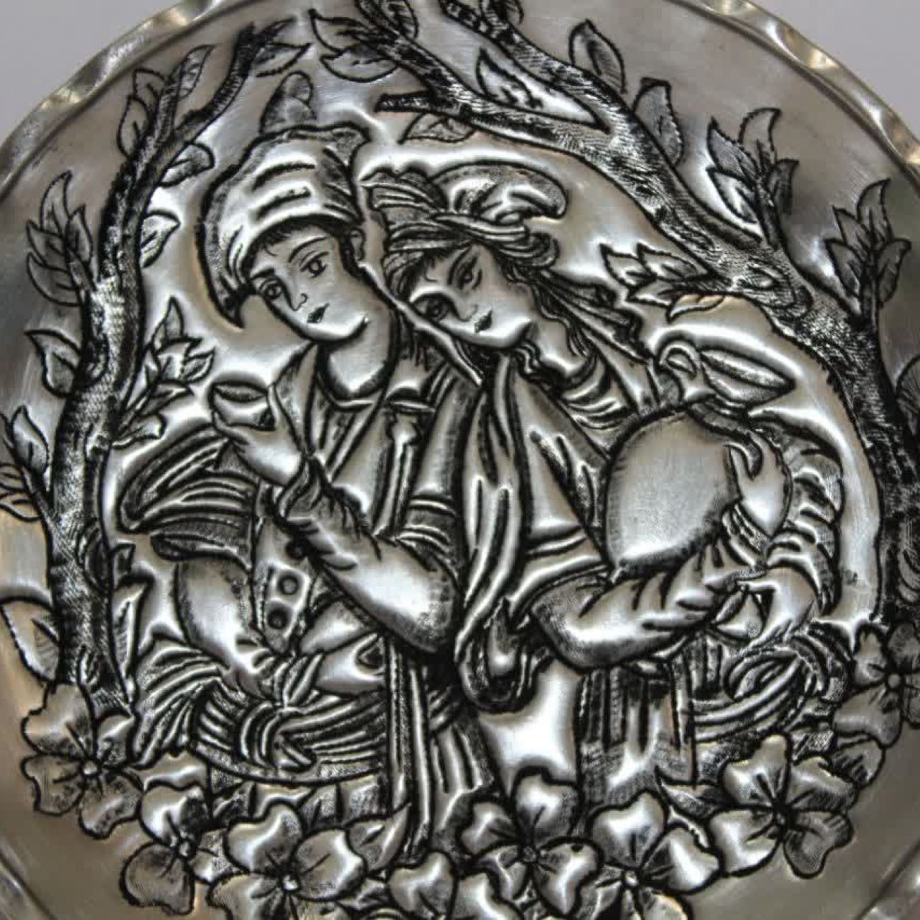Perzisch Decoratief Koperen Bord Layla & Majnun Ontwerp