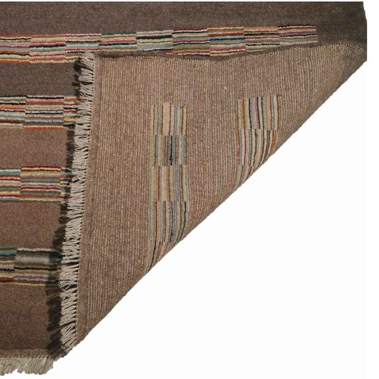 Origineel handgeknoopt Perzisch gestreept Gabbeh tapijt – Bruin, Wol